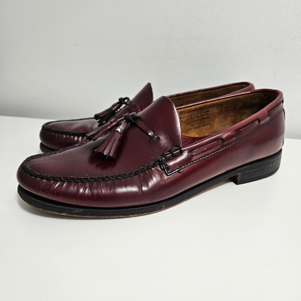 GH Bass & Co Weejunes Leather Tassel Loafers Oxblood Slip On Shoes 11